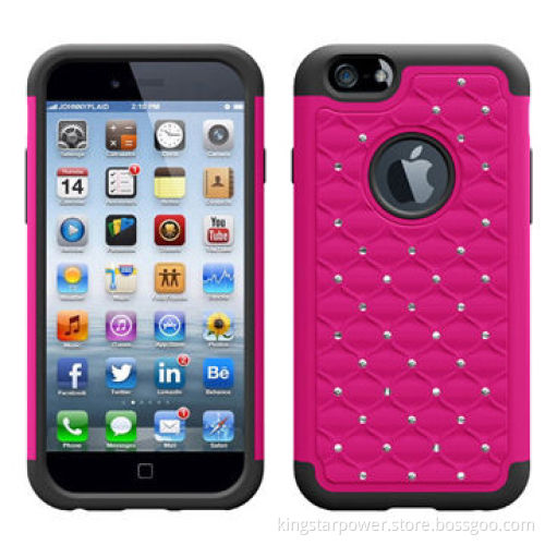 Crystal Diamond Hybrid Phone Case for iPhone 6, Rhinestone Studded, PC+Silicone